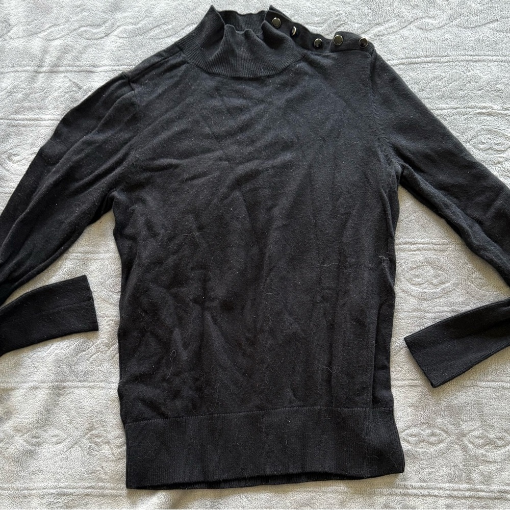 Black Button-Shoulder Sweater